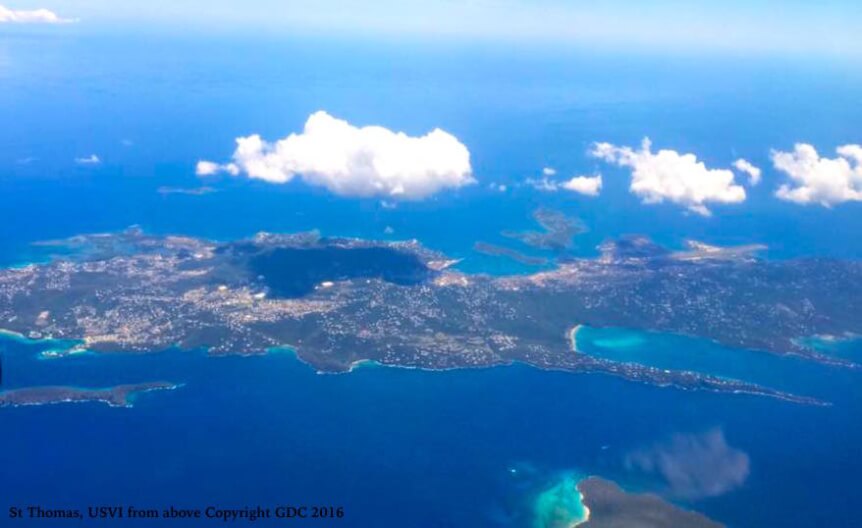 aerial of st thomas, USVI, thank you from Good Day Charters